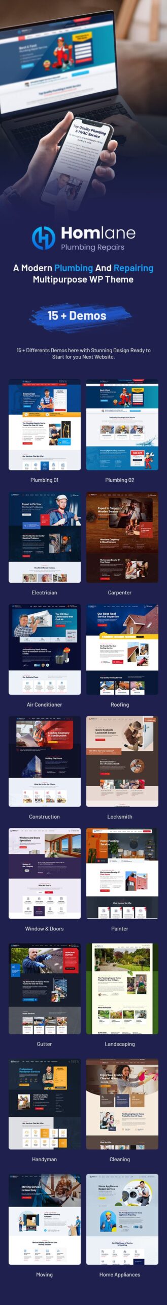 Homlane Multipurpose Servicing And Repairing WordPress Theme