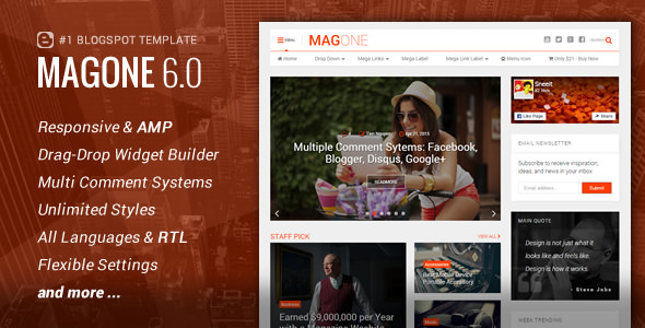 MagOne Responsive News & Magazine Blogger Template