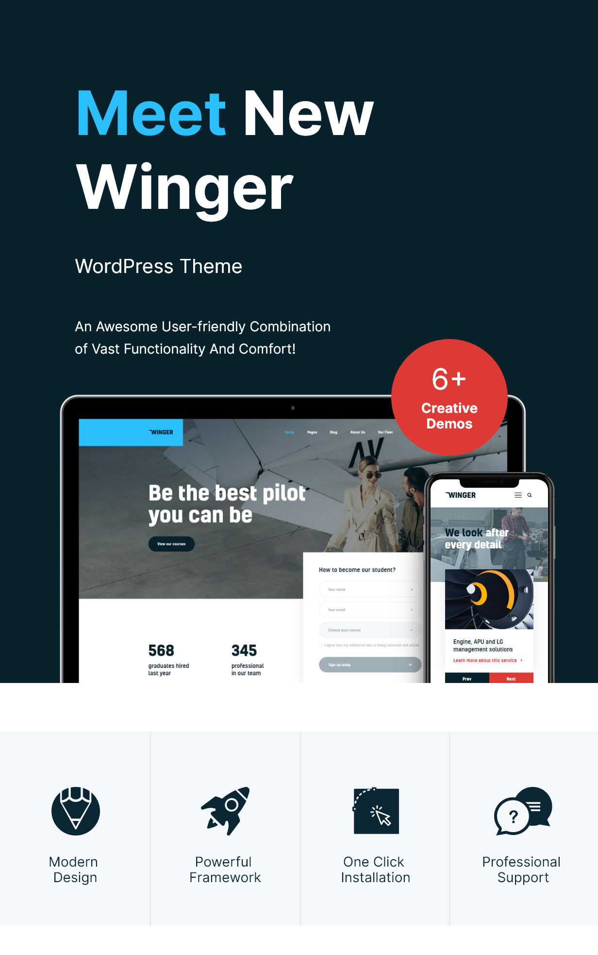 Winger Aviation and Flight School WordPress Theme