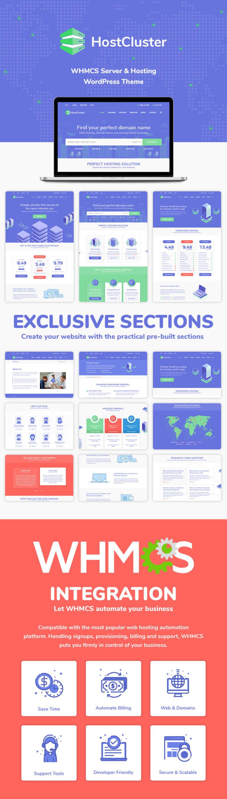 HostCluster WHMCS Hosting WordPress Theme